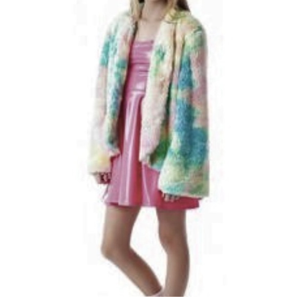 Miracle Eye Rainbow fuzzy Jacket Coat - Picture 2 of 3